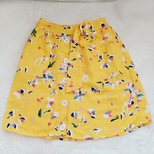 Ophelia Roe Floral Flower Print Pattern Button Front Skirt P142